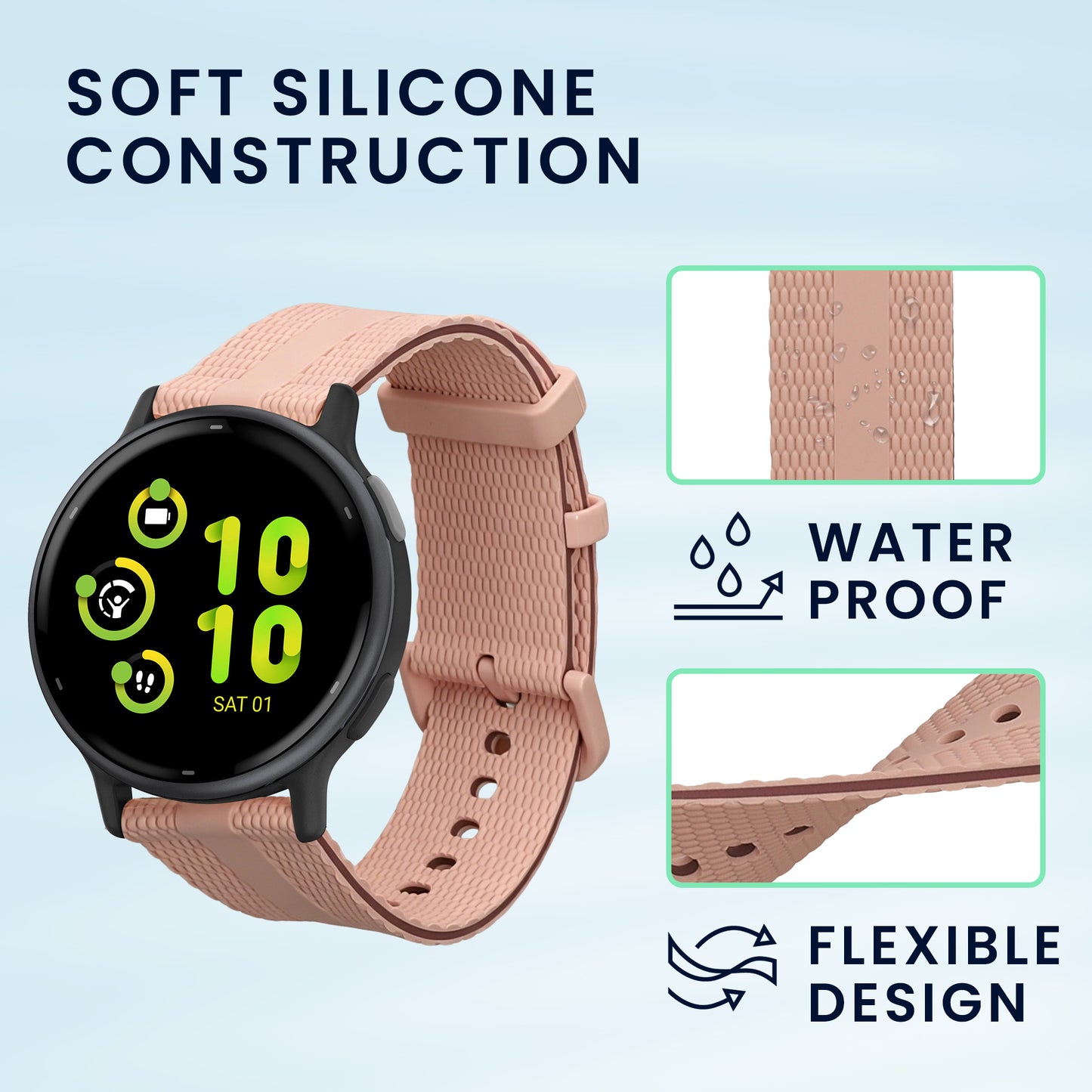 kwmobile Silikon Uhrenarmband für Garmin Venu Sq 2 Music / Sq 2 / Vivoactive 6 / Vivoactive 5 Armband - Ersatzarmband für Fitnesstracker - Wechselarmband Smartwatch - Altrosa Altrosa