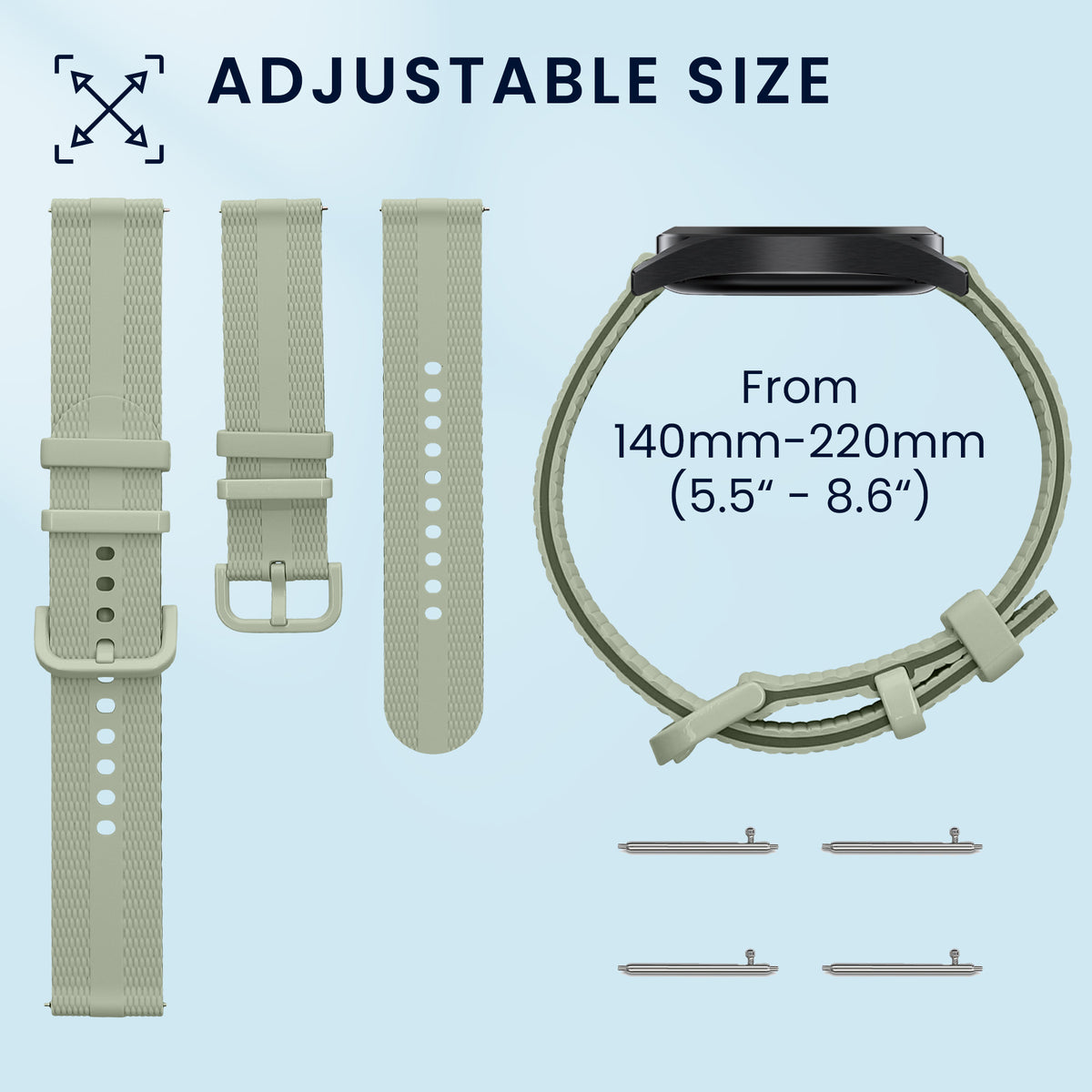 kwmobile Silikon Uhrenarmband für Garmin Venu Sq 2 Music / Sq 2 / Vivoactive 6 / Vivoactive 5 Armband - Ersatzarmband für Fitnesstracker - Wechselarmband Smartwatch - Pastellgrün Pastellgrün