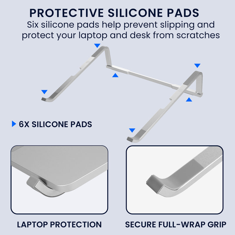 kwmobile Laptop Ständer Stand höhenverstellbar für 11 bis 15,6 Zoll - Laptopständer Laptop Halterung aus Aluminium - Notebook Halter Laptophalter Erhöhung faltbar Silber Silber