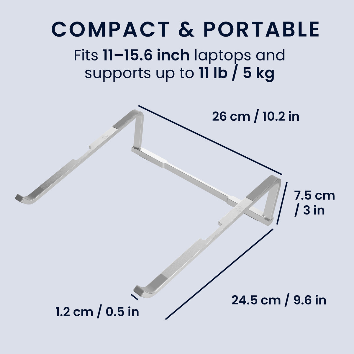 kwmobile Laptop Ständer Stand höhenverstellbar für 11 bis 15,6 Zoll - Laptopständer Laptop Halterung aus Aluminium - Notebook Halter Laptophalter Erhöhung faltbar Silber Silber