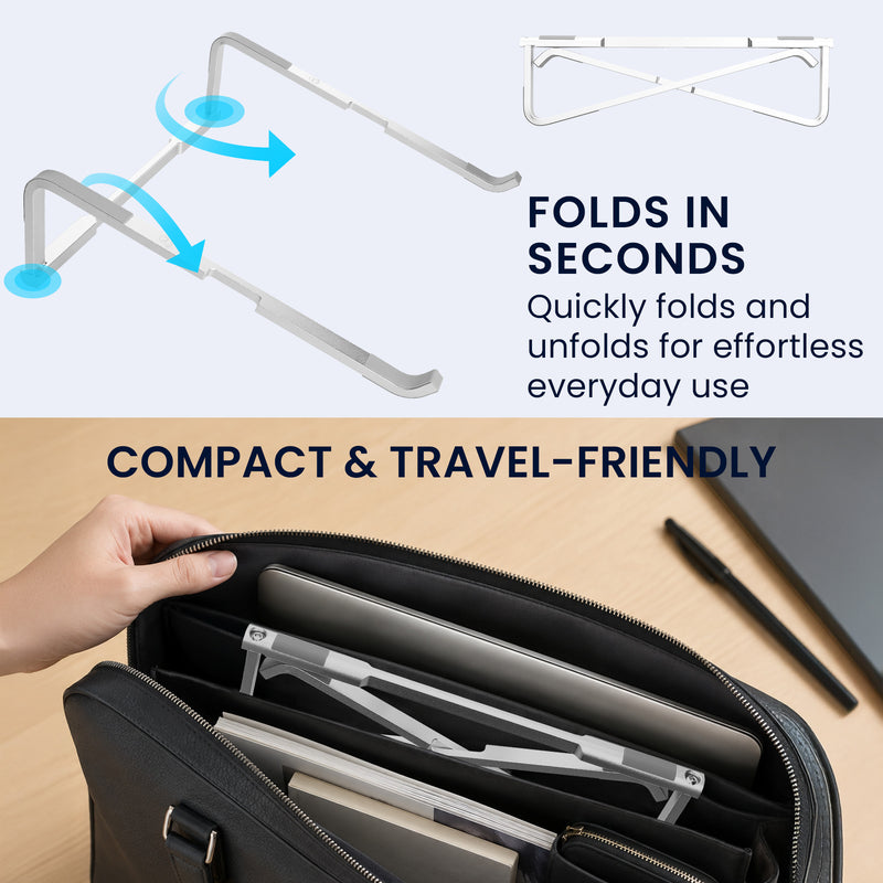 kwmobile Laptop Ständer Stand höhenverstellbar für 11 bis 15,6 Zoll - Laptopständer Laptop Halterung aus Aluminium - Notebook Halter Laptophalter Erhöhung faltbar Silber Silber