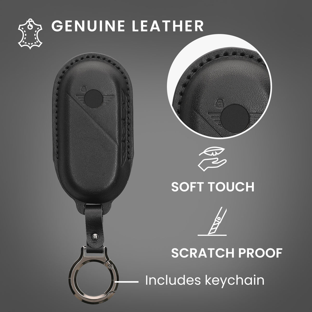 kwmobile Schlüsselhülle für BMW Mini Cooper U25 J01 J05 F65 F66 2024-2026 Hülle Leder - Autoschlüssel Schlüssel Hülle - Schlüsselcover Schlüsselschutz in Schwarz Schwarz