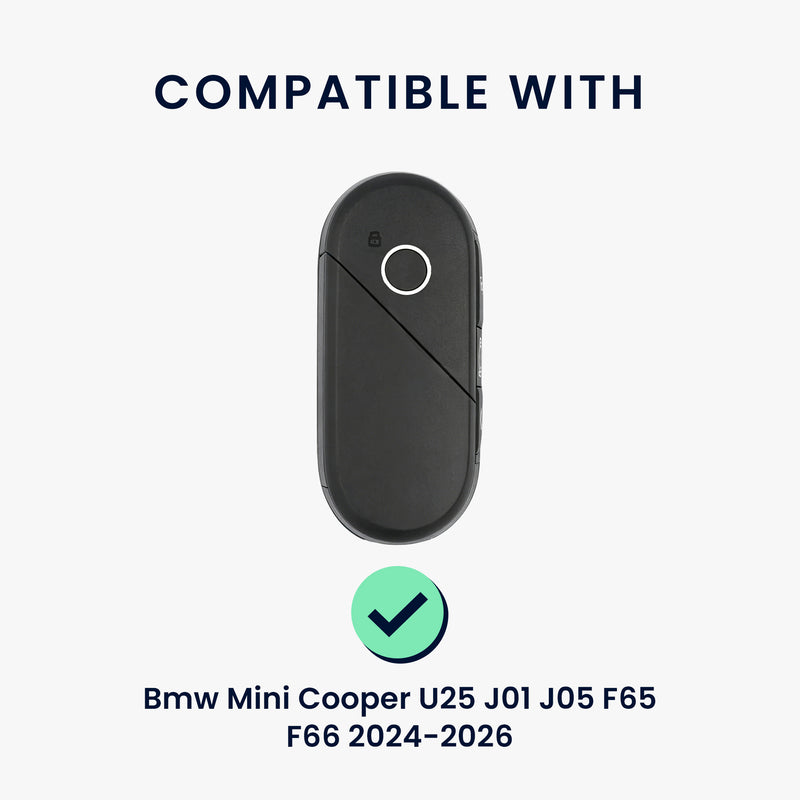 kwmobile Schlüsselhülle für BMW Mini Cooper U25 J01 J05 F65 F66 2024-2026 Hülle Leder - Autoschlüssel Schlüssel Hülle - Schlüsselcover Schlüsselschutz in Schwarz Schwarz
