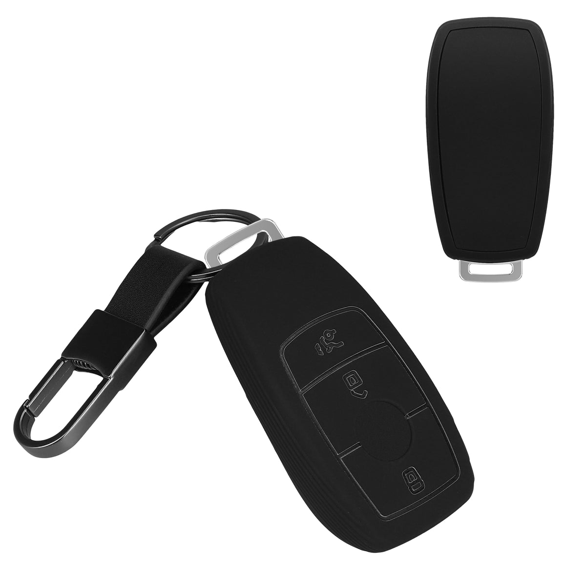 kwmobile Autoschlüssel Hülle kompatibel mit Mercedes Benz 3-Tasten Smart Autoschlüssel Hülle - TPU Schlüsselhülle - Schlüssel Cover in Schwarz - Mit Schlüsselring Schwarz