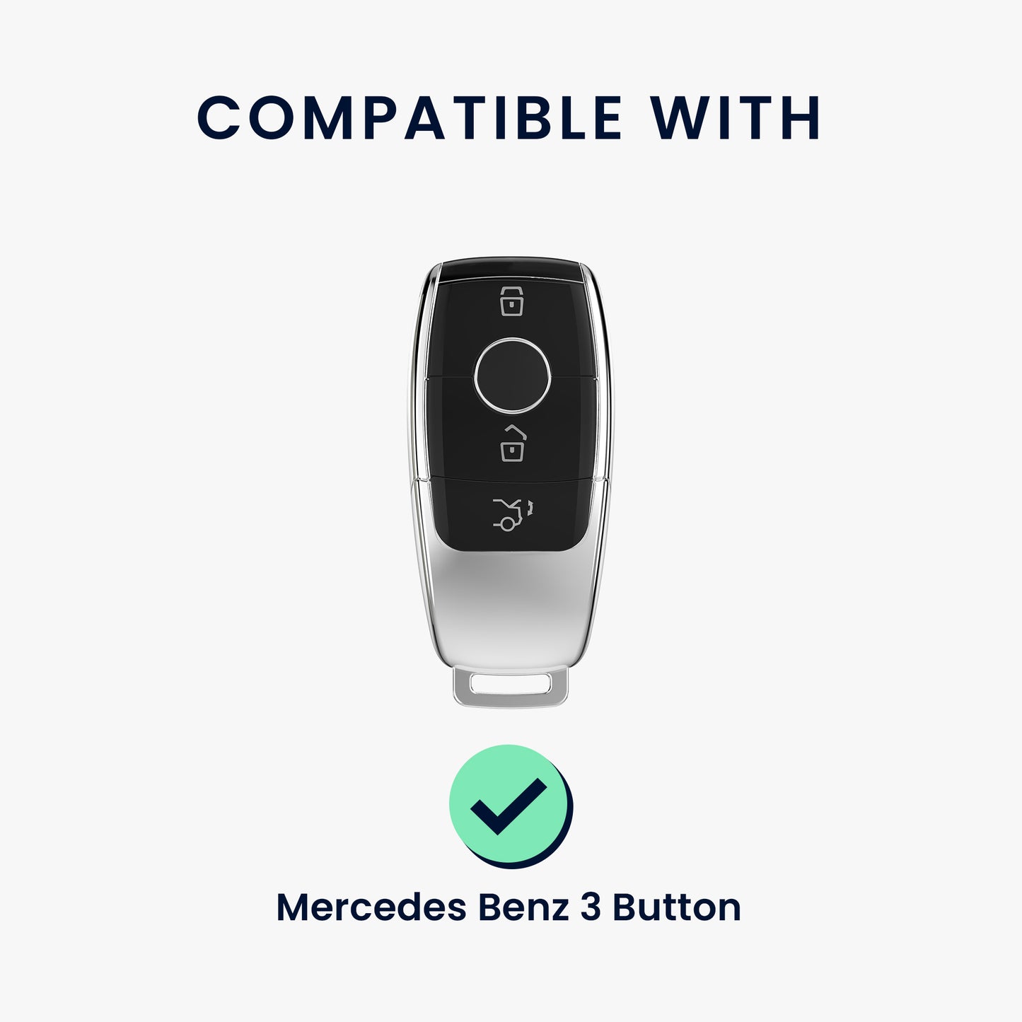kwmobile Autoschlüssel Hülle kompatibel mit Mercedes Benz 3-Tasten Smart Autoschlüssel Hülle - TPU Schlüsselhülle - Schlüssel Cover in Schwarz - Mit Schlüsselring Schwarz