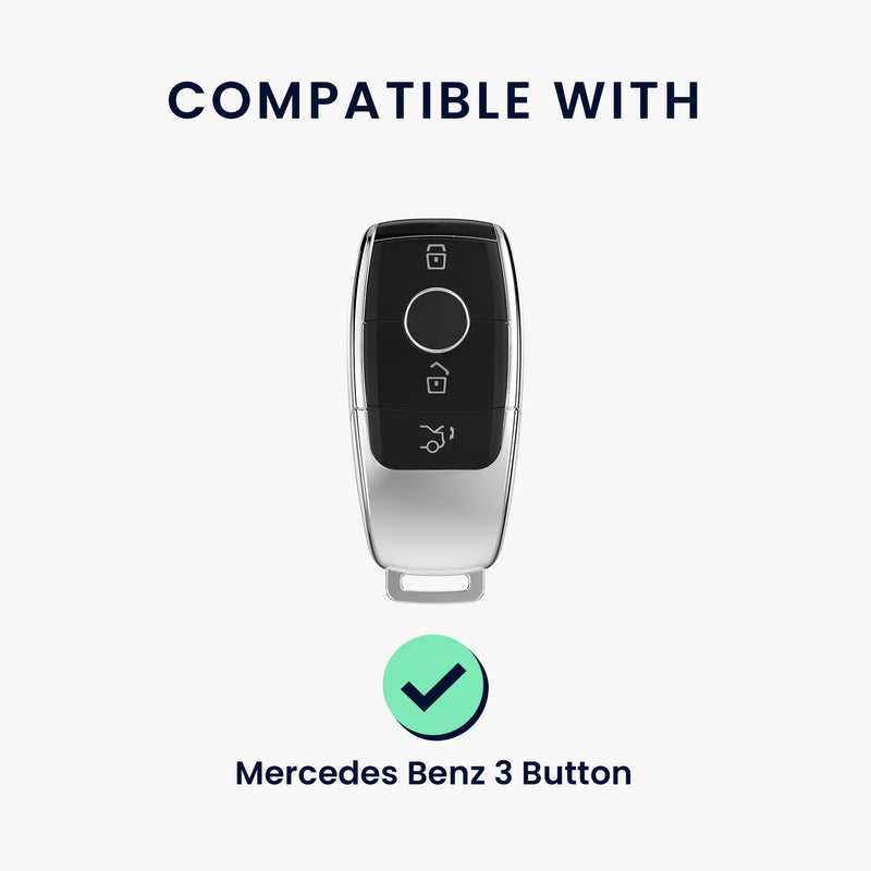 kwmobile Autoschlüssel Hülle kompatibel mit Mercedes Benz 3-Tasten Smart Autoschlüssel Hülle - TPU Schlüsselhülle - Schlüssel Cover in Schwarz - Mit Schlüsselring Schwarz