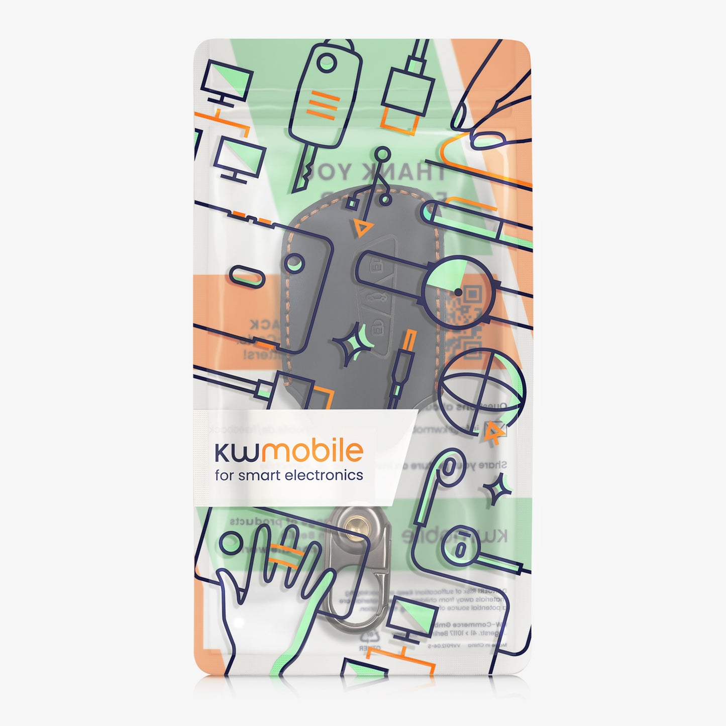 kwmobile Leder Autoschlüssel Hülle kompatibel mit VW Golf 8 3-Tasten Autoschlüssel Schlüsselhülle - Schlüssel Tasche Dunkelblau Dunkelblau