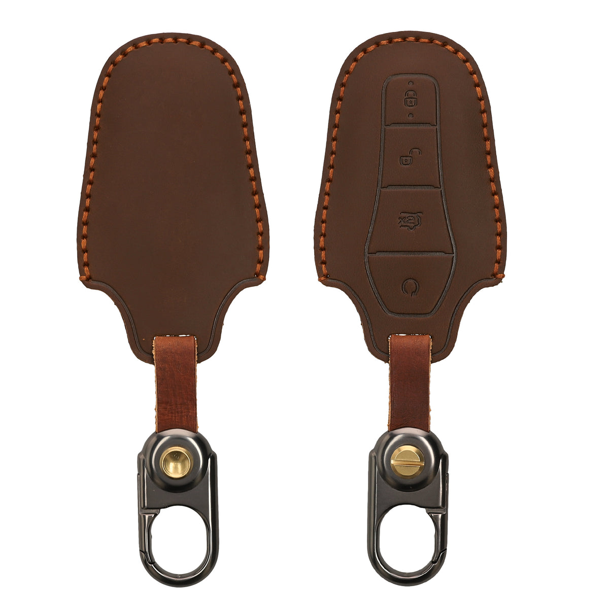kwmobile Leder Autoschlüssel Hülle kompatibel mit BYD Atto 3 / Sealion / Han / Tang / Dolphin / Seal Schlüsselhülle - Schlüssel Tasche Braun Braun