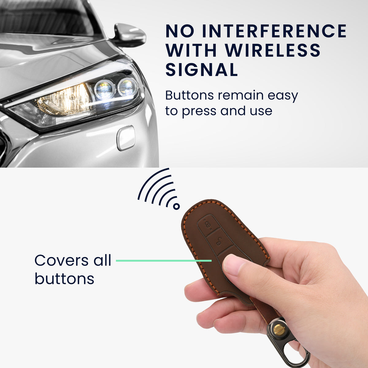 kwmobile Leder Autoschlüssel Hülle kompatibel mit BYD Atto 3 / Sealion / Han / Tang / Dolphin / Seal Schlüsselhülle - Schlüssel Tasche Braun Braun