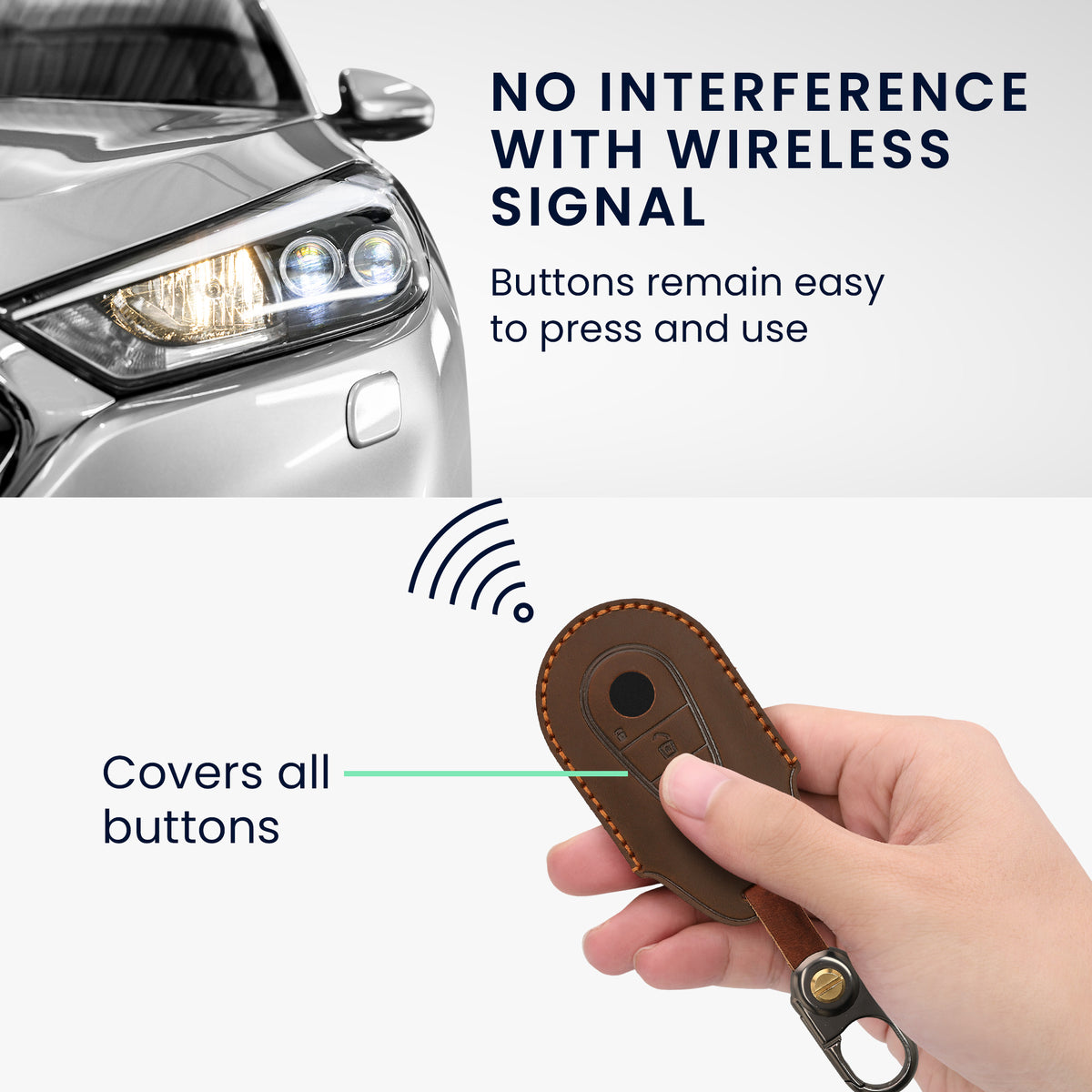 kwmobile Leder Autoschlüssel Hülle kompatibel mit Mercedes Benz 3-Tasten Smart Autoschlüssel Schlüsselhülle - Schlüssel Tasche Braun Braun