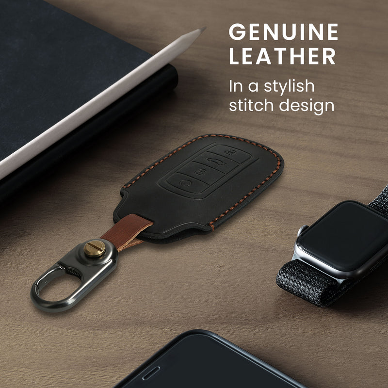 kwmobile Leder Autoschlüssel Hülle kompatibel mit Chery Omoda C5 / Jaecoo 7 / Tiggo 7 Pro 8 Pro / Arrizo 5 Schlüsselhülle - Schlüssel Tasche Schwarz Schwarz