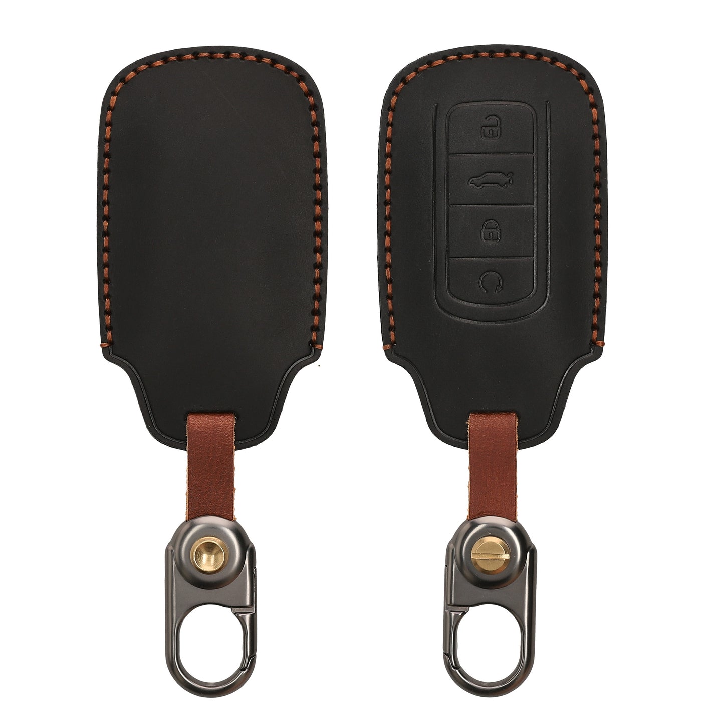kwmobile Leder Autoschlüssel Hülle kompatibel mit Chery Omoda C5 / Jaecoo 7 / Tiggo 7 Pro 8 Pro / Arrizo 5 Schlüsselhülle - Schlüssel Tasche Schwarz Schwarz
