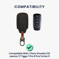 kwmobile Leder Autoschlüssel Hülle kompatibel mit Chery Omoda C5 / Jaecoo 7 / Tiggo 7 Pro 8 Pro / Arrizo 5 Schlüsselhülle - Schlüssel Tasche Schwarz Schwarz