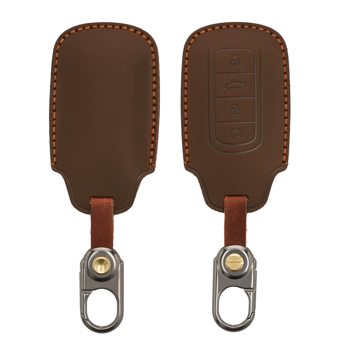 kwmobile Leder Autoschlüssel Hülle kompatibel mit Chery Omoda C5 / Jaecoo 7 / Tiggo 7 Pro 8 Pro / Arrizo 5 Schlüsselhülle - Schlüssel Tasche Braun Braun