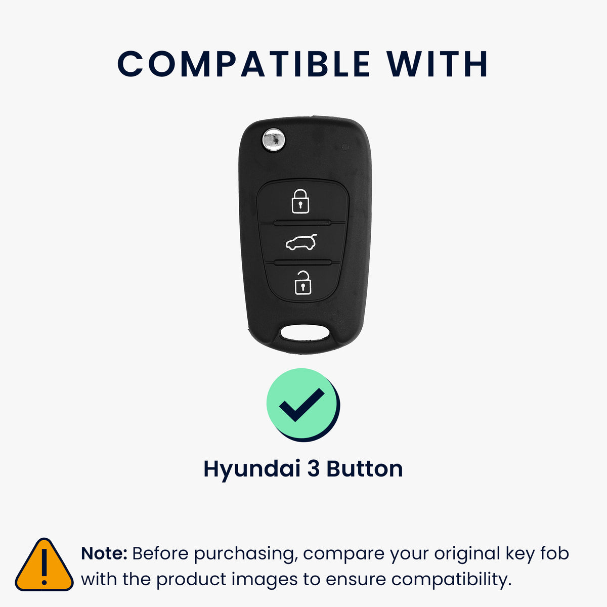 kwmobile Autoschlüssel Ersatztasten für Hyundai 3-Tasten Klapp Autoschlüssel Tastenfeld - Tastenfeld für Auto Schlüssel Tasten - Schwarz Weiß Schwarz