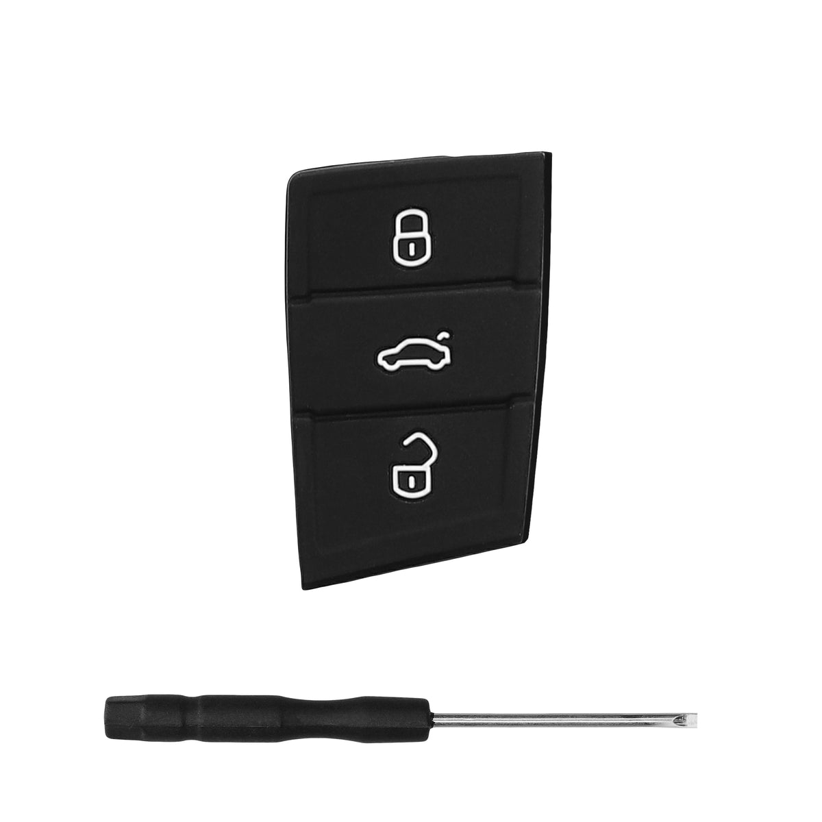 kwmobile Autoschlüssel Ersatztasten für VW Golf 7 MK7 3-Tasten Autoschlüssel Tastenfeld - Tastenfeld für Auto Schlüssel Tasten - Schwarz Weiß Schwarz  [dsg01]