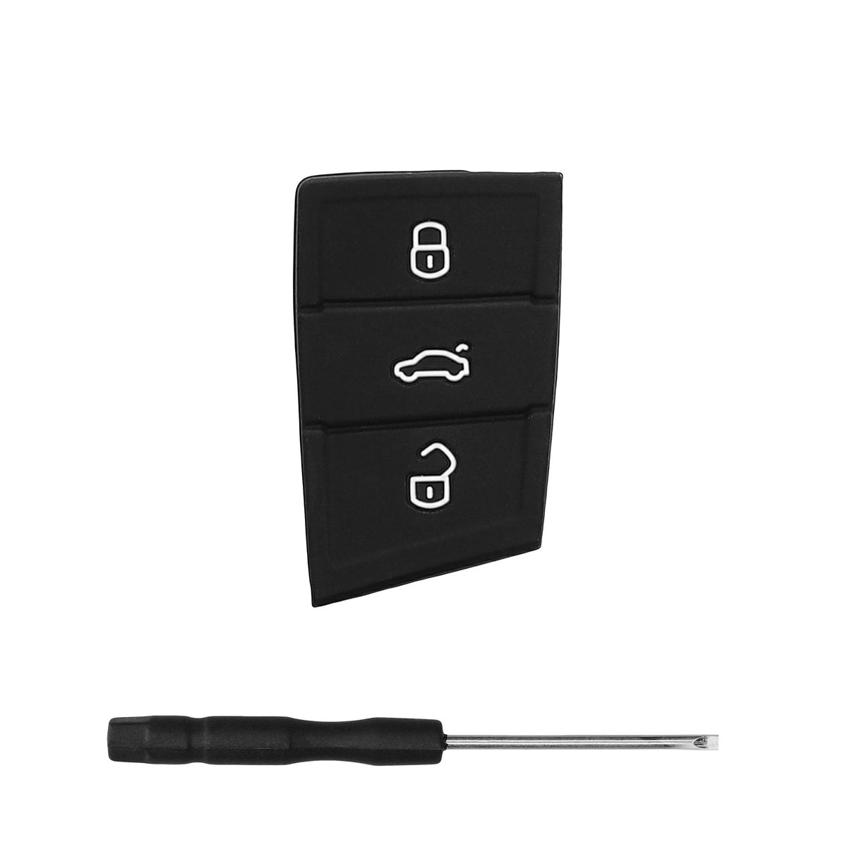 kwmobile Autoschlüssel Ersatztasten für VW Golf 7 MK7 3-Tasten Autoschlüssel Tastenfeld - Tastenfeld für Auto Schlüssel Tasten - Schwarz Weiß Schwarz  [dsg01]