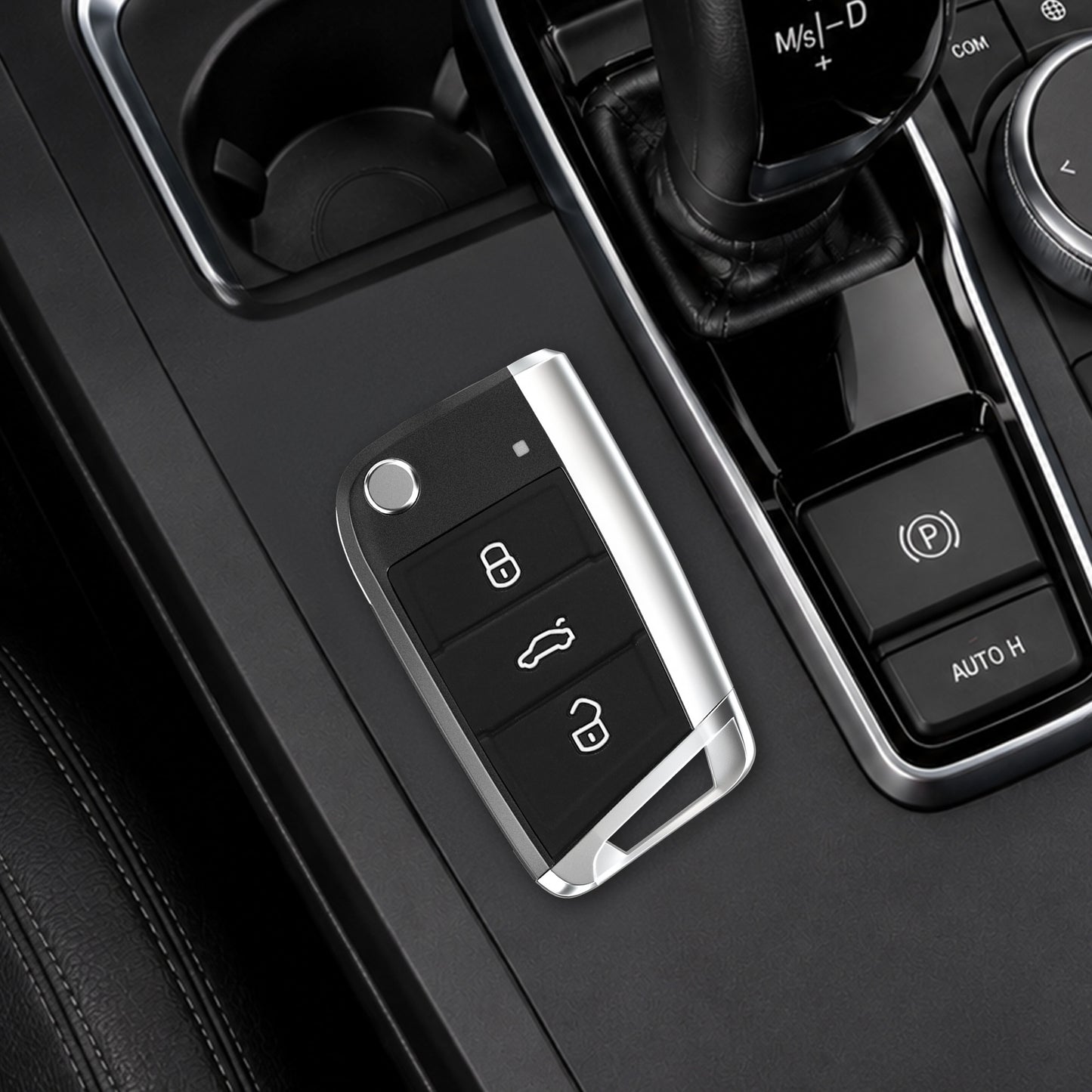 kwmobile Autoschlüssel Ersatztasten für VW Golf 7 MK7 3-Tasten Autoschlüssel Tastenfeld - Tastenfeld für Auto Schlüssel Tasten - Schwarz Weiß Schwarz  [dsg01]