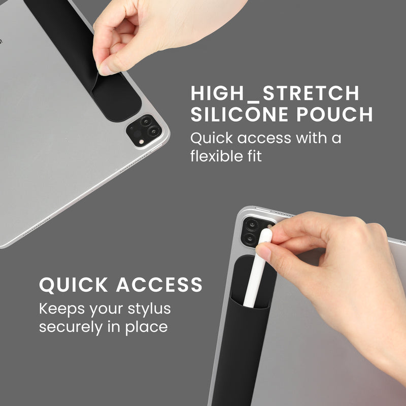 kwmobile Tablet Stifthalter für Apple Pencil Pro / Pencil 1&2 / S Pen / Stylus Hülle - selbstklebende Pencil Halterung aus Silikon - Stylus Cover in Schwarz Schwarz