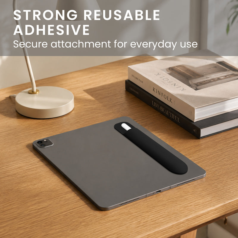 kwmobile Tablet Stifthalter für Apple Pencil Pro / Pencil 1&2 / S Pen / Stylus Hülle - selbstklebende Pencil Halterung aus Silikon - Stylus Cover in Schwarz Schwarz