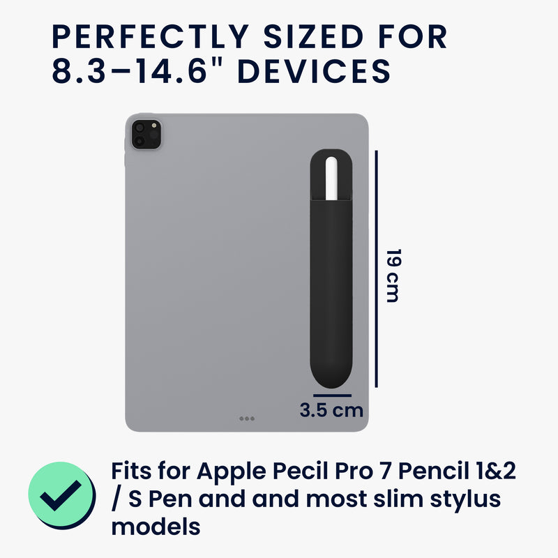kwmobile Tablet Stifthalter für Apple Pencil Pro / Pencil 1&2 / S Pen / Stylus Hülle - selbstklebende Pencil Halterung aus Silikon - Stylus Cover in Schwarz Schwarz