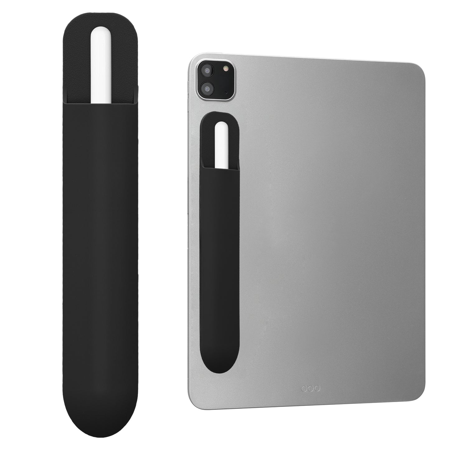 kwmobile Tablet Stifthalter für Apple Pencil Pro / Pencil 1&2 / S Pen / Stylus Hülle - selbstklebende Pencil Halterung aus Silikon - Stylus Cover in Schwarz Schwarz