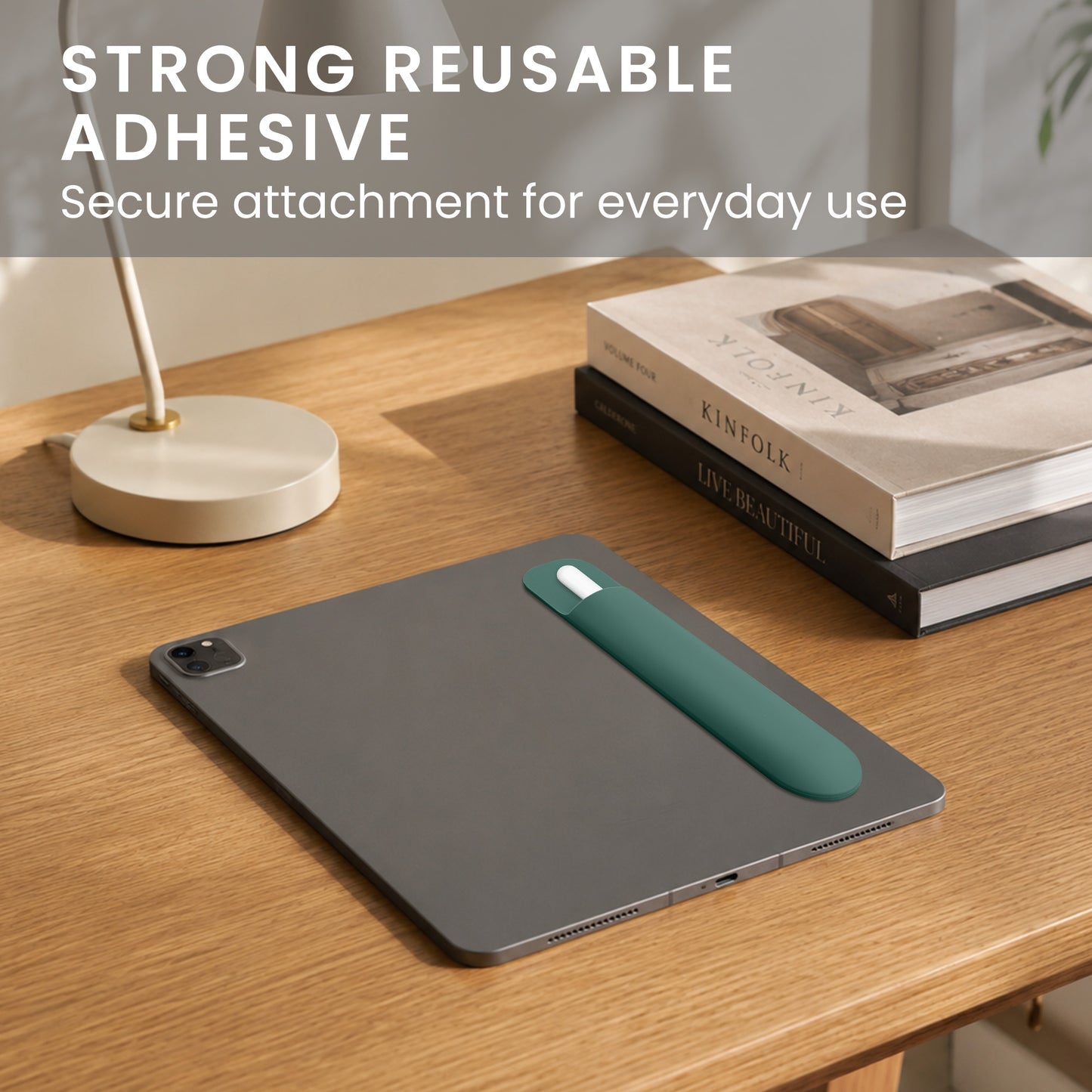 kwmobile Tablet Stifthalter für Apple Pencil Pro / Pencil 1&2 / S Pen / Stylus Hülle - selbstklebende Pencil Halterung aus Silikon - Stylus Cover in Grün Grün