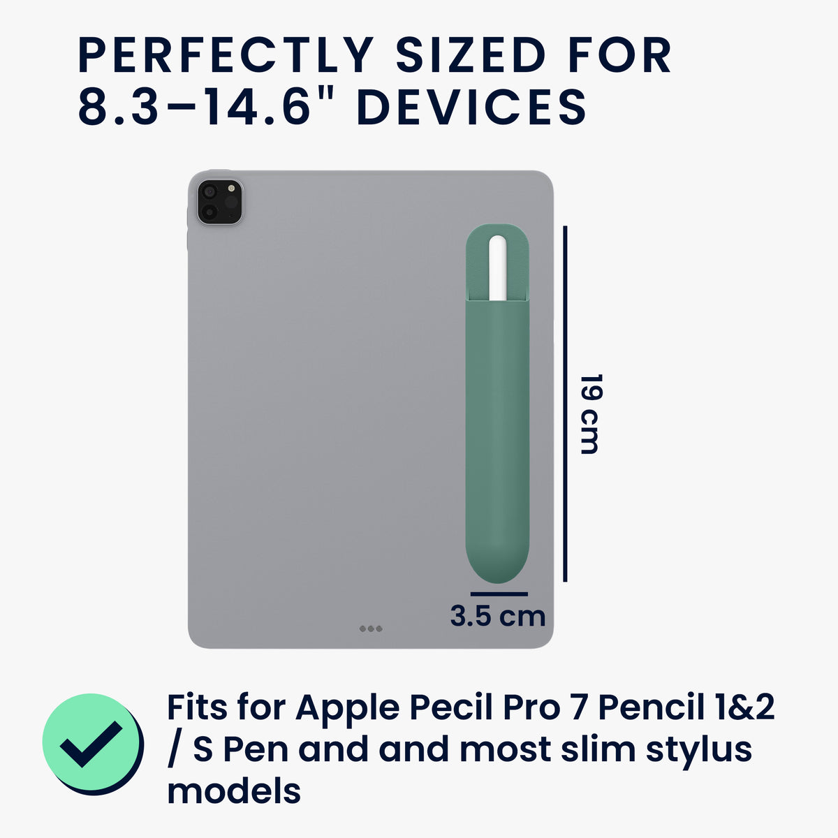 kwmobile Tablet Stifthalter für Apple Pencil Pro / Pencil 1&2 / S Pen / Stylus Hülle - selbstklebende Pencil Halterung aus Silikon - Stylus Cover in Grün Grün