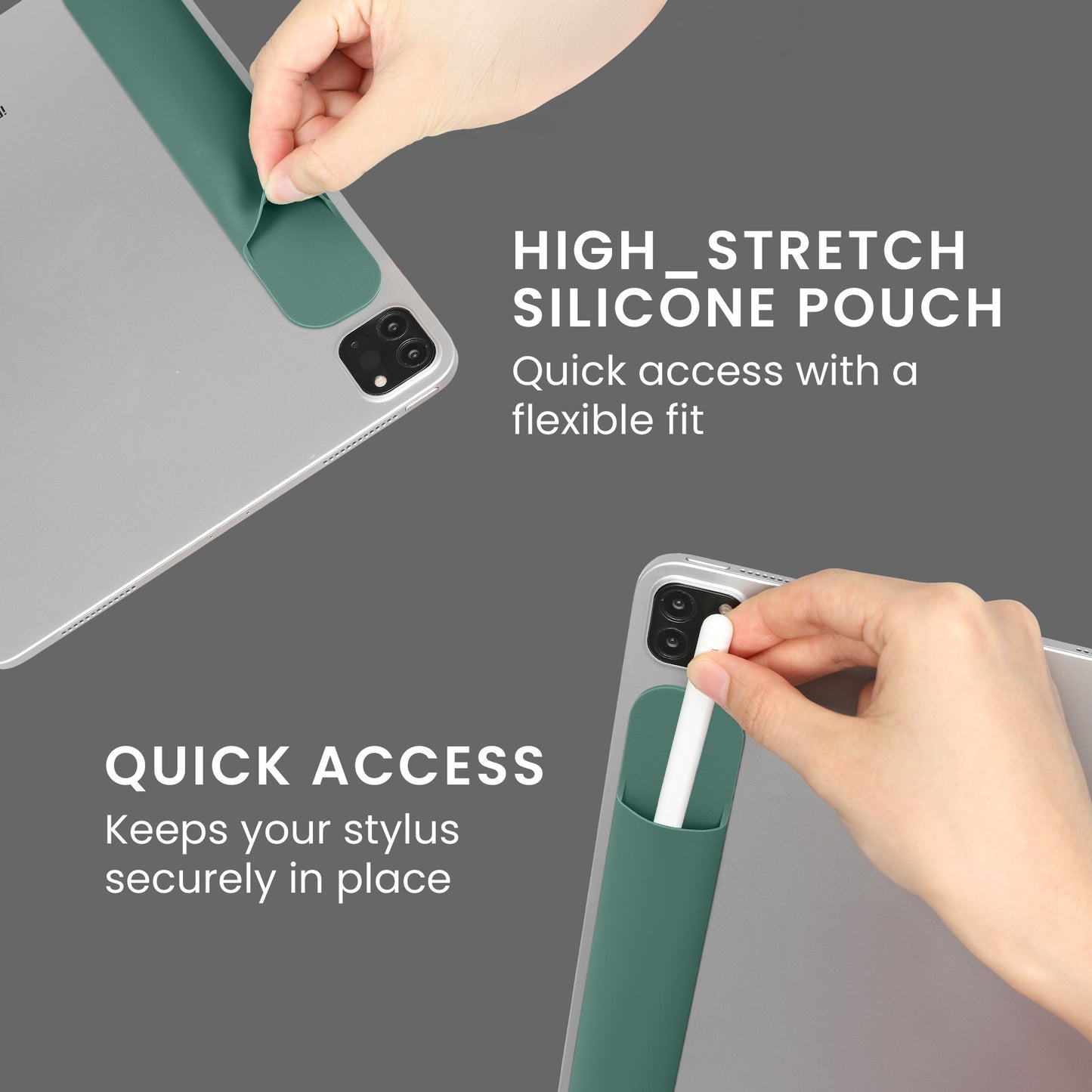 kwmobile Tablet Stifthalter für Apple Pencil Pro / Pencil 1&2 / S Pen / Stylus Hülle - selbstklebende Pencil Halterung aus Silikon - Stylus Cover in Grün Grün