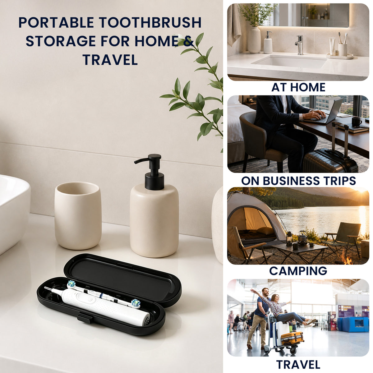 kwmobile Zahnbürsten Reiseetui für Oral-B / Oral-B Pro - Kunststoff Etui Box für elektrische Zahnbürste & 2 Bürstenköpfe - Reise Case - Schwarz Schwarz