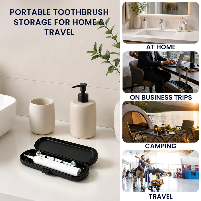 kwmobile Zahnbürsten Reiseetui für Oral-B / Oral-B Pro - Kunststoff Etui Box für elektrische Zahnbürste & 2 Bürstenköpfe - Reise Case - Schwarz Schwarz