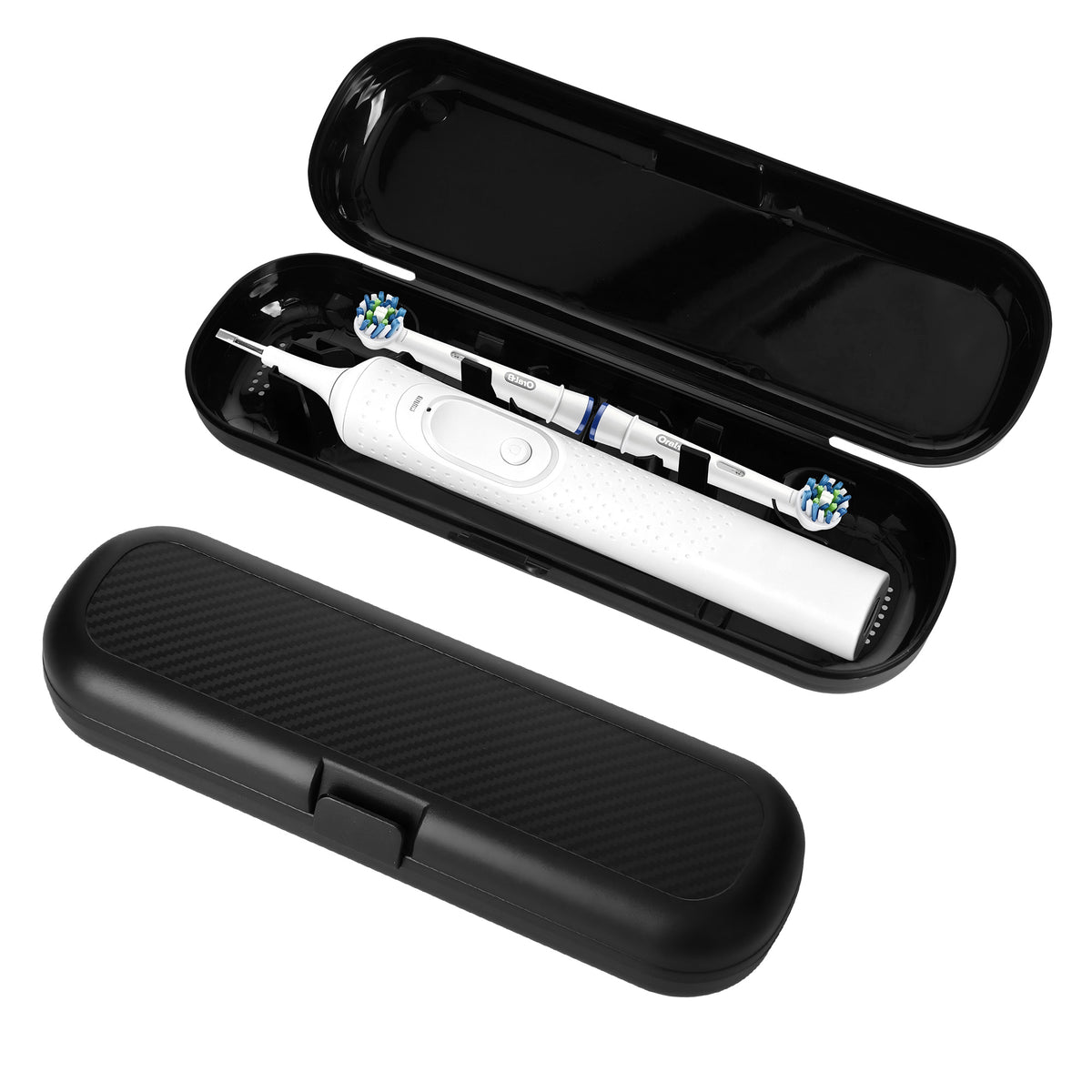 kwmobile Zahnbürsten Reiseetui für Oral-B / Oral-B Pro - Kunststoff Etui Box für elektrische Zahnbürste & 2 Bürstenköpfe - Reise Case - Schwarz Schwarz