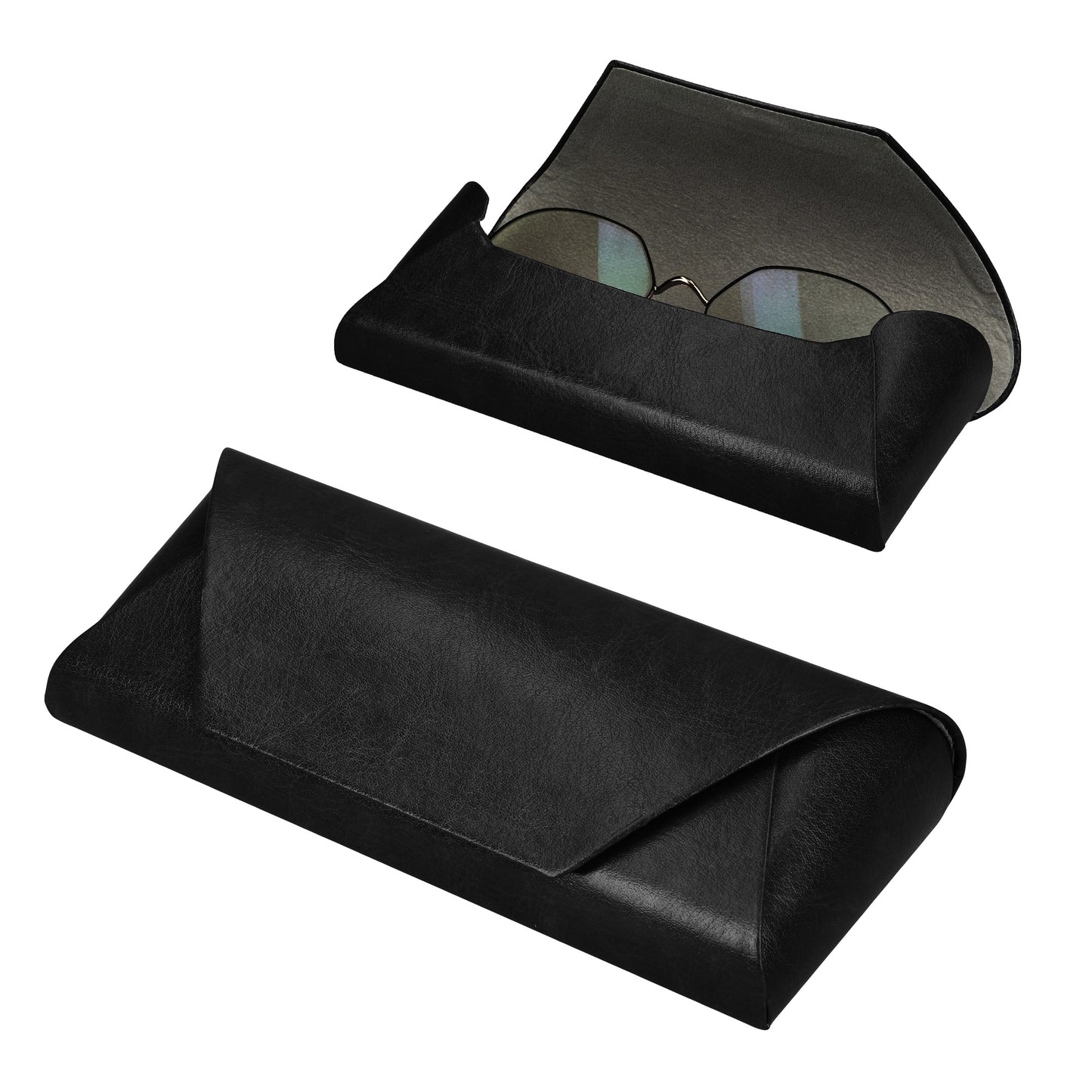 kwmobile Brillenetui Hardcase aus PU Leder - Brillenhülle mit weichem Innenfutter und Magnetverschluss - Brillen Etui für Damen und Herren - Glasses Case - Schwarz Schwarz