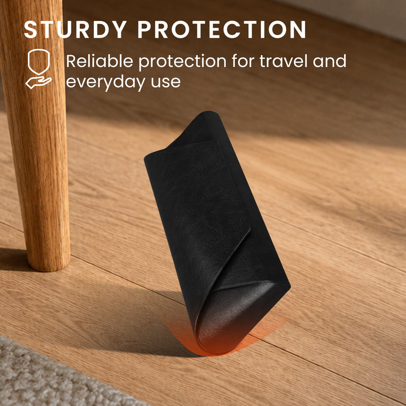 kwmobile Brillenetui Hardcase aus PU Leder - Brillenhülle mit weichem Innenfutter und Magnetverschluss - Brillen Etui für Damen und Herren - Glasses Case - Schwarz Schwarz