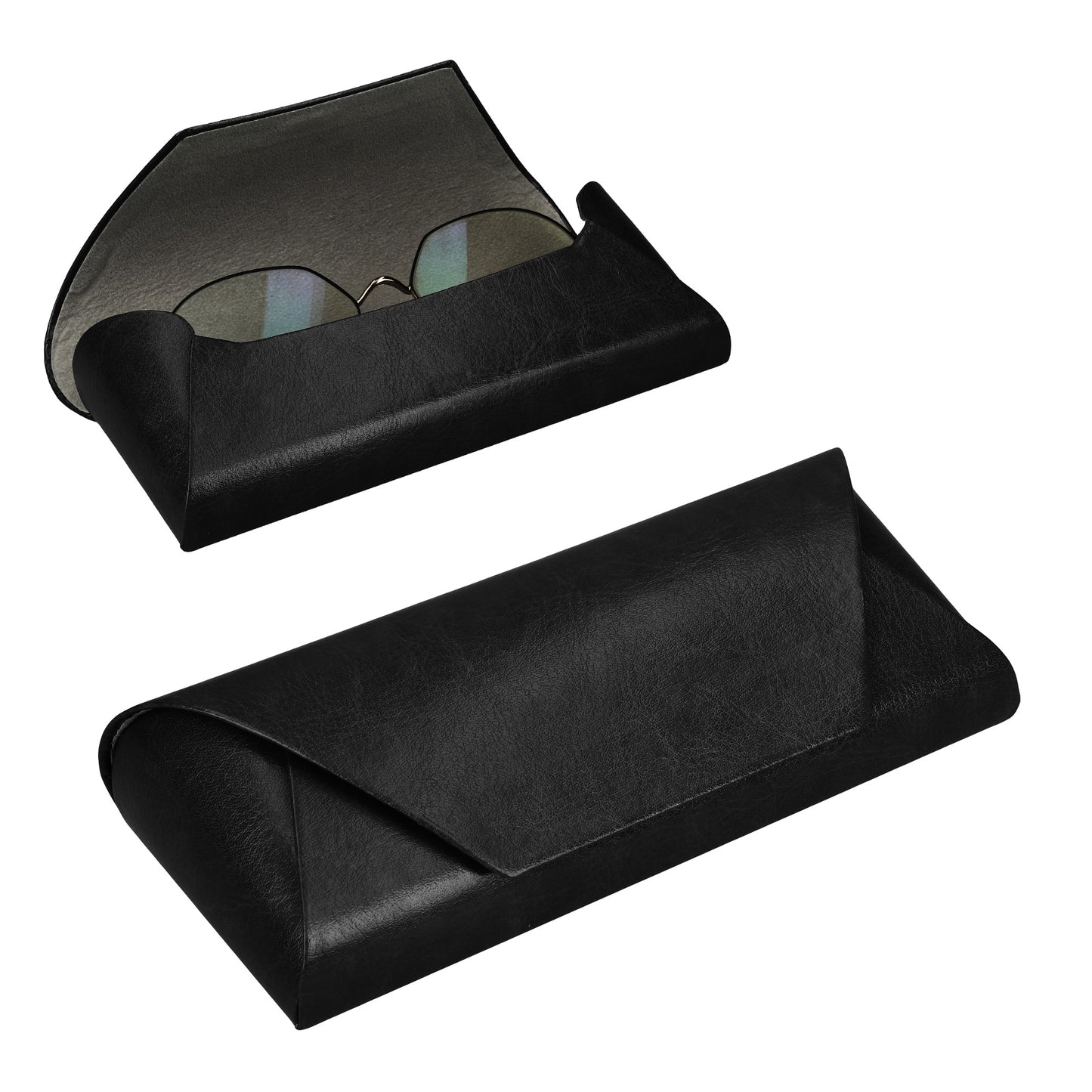 kwmobile Brillenetui Hardcase aus PU Leder - Brillenhülle mit weichem Innenfutter und Magnetverschluss - Brillen Etui für Damen und Herren - Glasses Case - Schwarz Schwarz