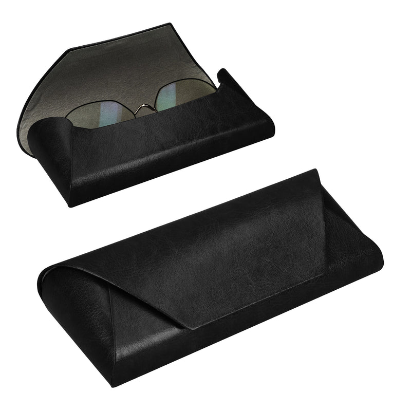 kwmobile Brillenetui Hardcase aus PU Leder - Brillenhülle mit weichem Innenfutter und Magnetverschluss - Brillen Etui für Damen und Herren - Glasses Case - Schwarz Schwarz