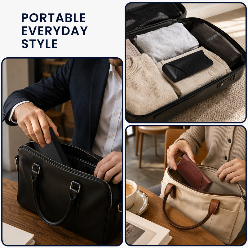 kwmobile Brillenetui Hardcase aus PU Leder - Brillenhülle mit weichem Innenfutter und Magnetverschluss - Brillen Etui für Damen und Herren - Glasses Case - Schwarz Schwarz
