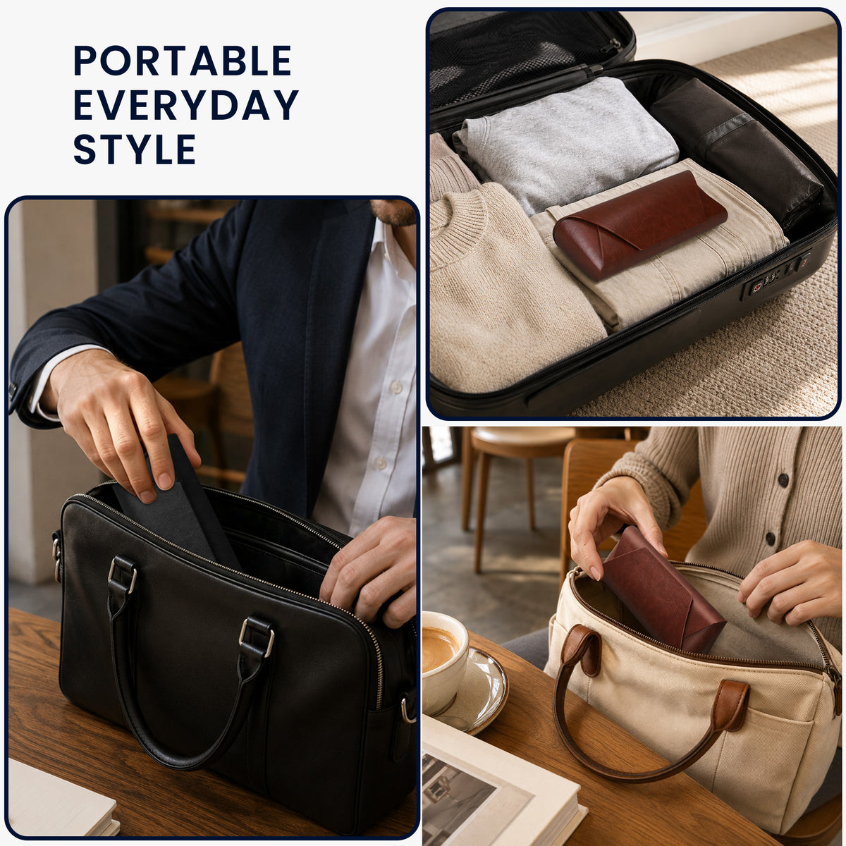 kwmobile Brillenetui Hardcase aus PU Leder - Brillenhülle mit weichem Innenfutter und Magnetverschluss - Brillen Etui für Damen und Herren - Glasses Case - Braun Braun