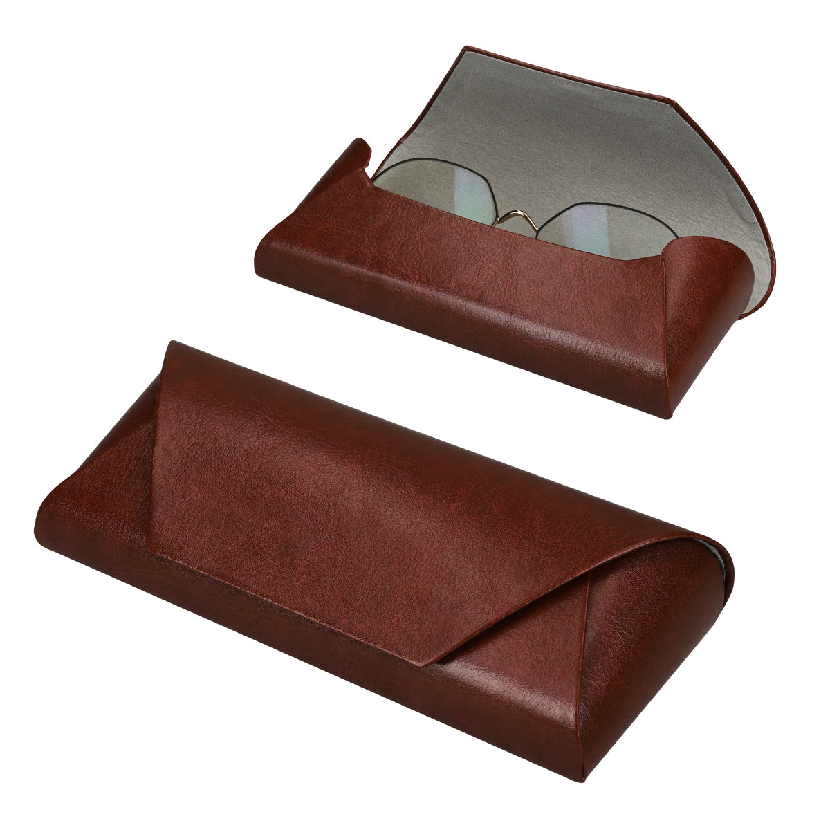 kwmobile Brillenetui Hardcase aus PU Leder - Brillenhülle mit weichem Innenfutter und Magnetverschluss - Brillen Etui für Damen und Herren - Glasses Case - Braun Braun