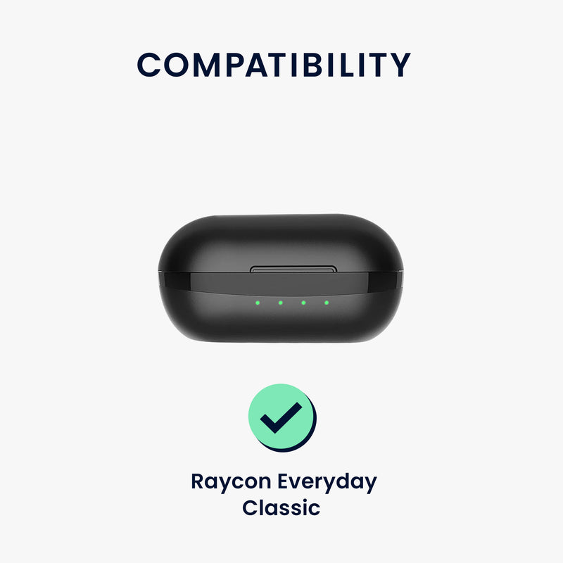 kwmobile Schutzhülle für Raycon Everyday Classic Hülle - TPU Silikon Case für Kopfhörer Ladecase - stoßfestes Cover mit Karabiner - Schwarz Schwarz