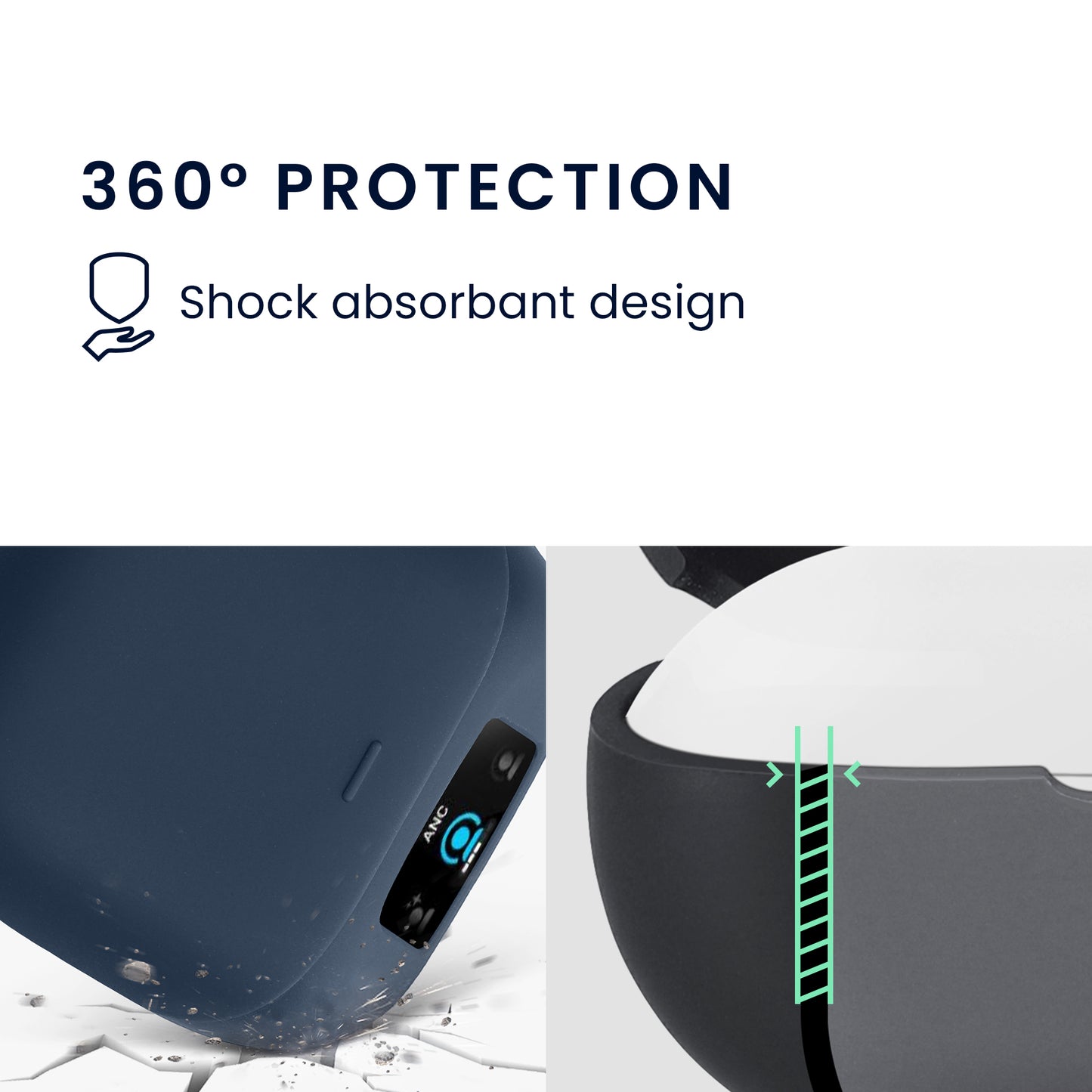 kwmobile Schutzhülle für Anker Soundcore Liberty 5 Pro Hülle - TPU Silikon Case für Kopfhörer Ladecase - stoßfestes Cover mit Karabiner - Dunkelblau Dunkelblau