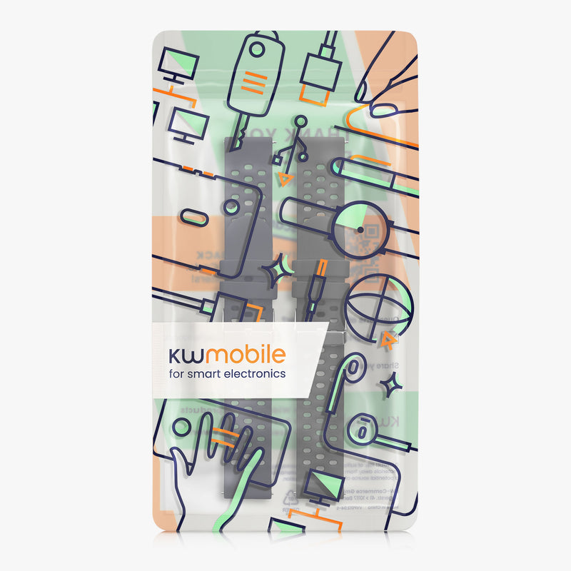 kwmobile 2x Uhrenarmband für Amazfit Cheetah 2 Pro Armband - Fitnesstracker Band Set aus TPU Silikon - Ersatzarmband Smartwatch - Schwarz Dunkelblau Schwarz  [dsg01]