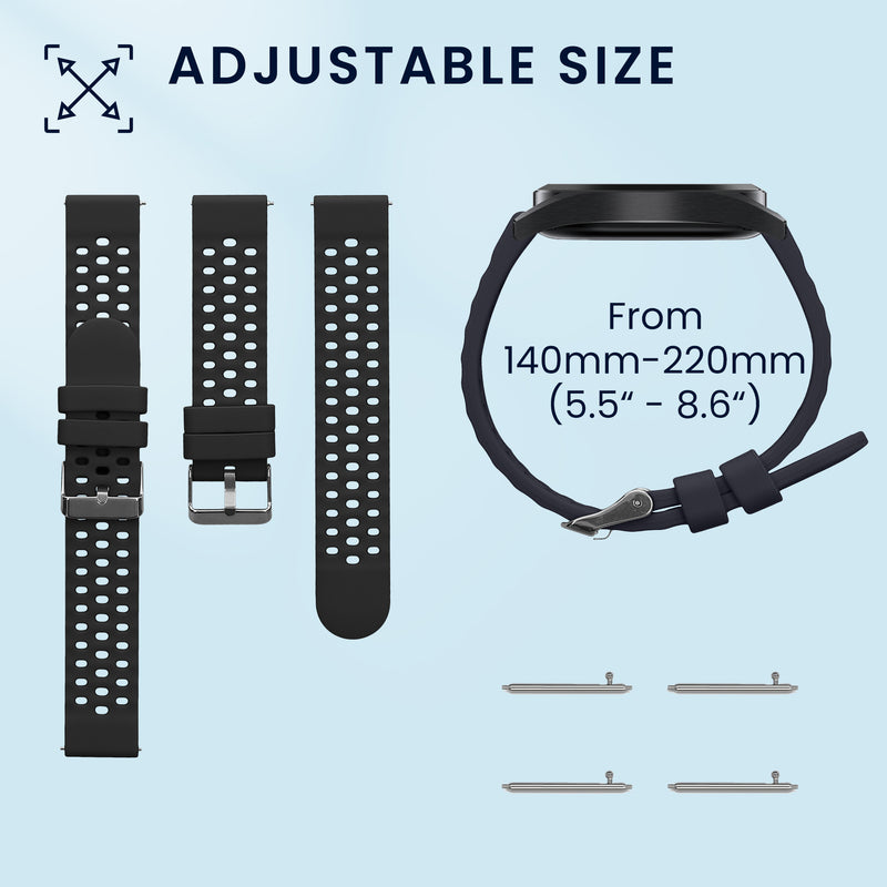 kwmobile 2x Uhrenarmband für Amazfit Cheetah 2 Pro Armband - Fitnesstracker Band Set aus TPU Silikon - Ersatzarmband Smartwatch - Schwarz Dunkelblau Schwarz  [dsg01]