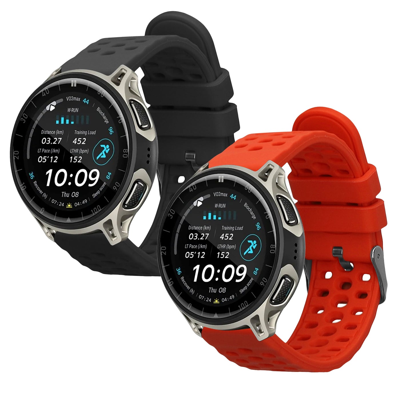 kwmobile 2x Uhrenarmband für Amazfit Cheetah 2 Pro Armband - Fitnesstracker Band Set aus TPU Silikon - Ersatzarmband Smartwatch - Orange Schwarz Orange  [dsg02]