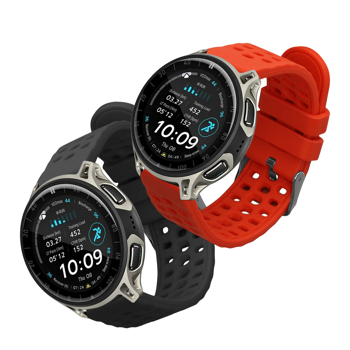 kwmobile 2x Uhrenarmband für Amazfit Cheetah 2 Pro Armband - Fitnesstracker Band Set aus TPU Silikon - Ersatzarmband Smartwatch - Orange Schwarz Orange  [dsg02]