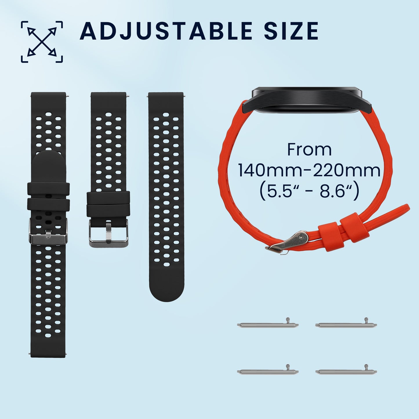 kwmobile 2x Uhrenarmband für Amazfit Cheetah 2 Pro Armband - Fitnesstracker Band Set aus TPU Silikon - Ersatzarmband Smartwatch - Orange Schwarz Orange  [dsg02]