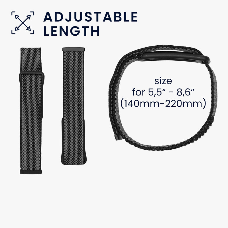 kwmobile Armband kompatibel mit Google Fitbit Air - Nylon Fitnesstracker Sportarmband Band in Schwarz - Innenmaße von Schwarz