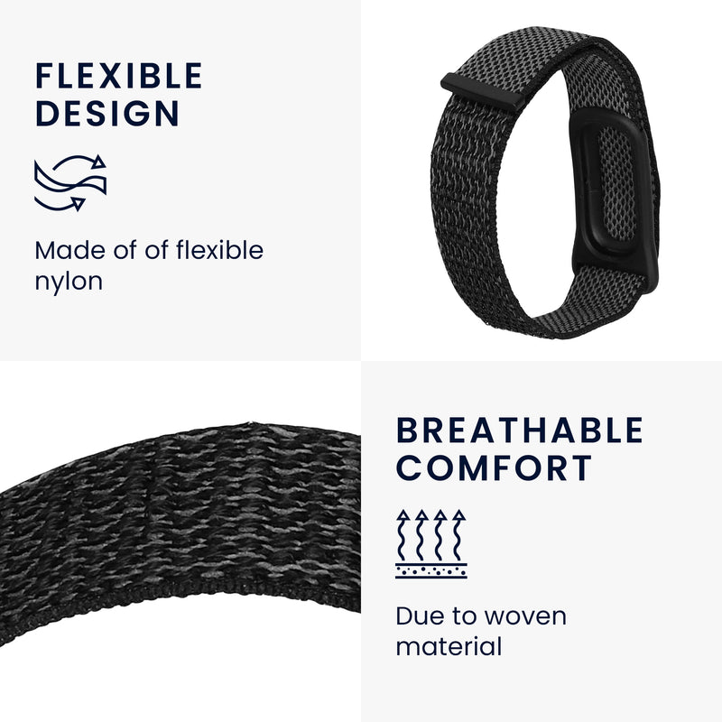 kwmobile Armband kompatibel mit Google Fitbit Air - Nylon Fitnesstracker Sportarmband Band in Schwarz - Innenmaße von Schwarz