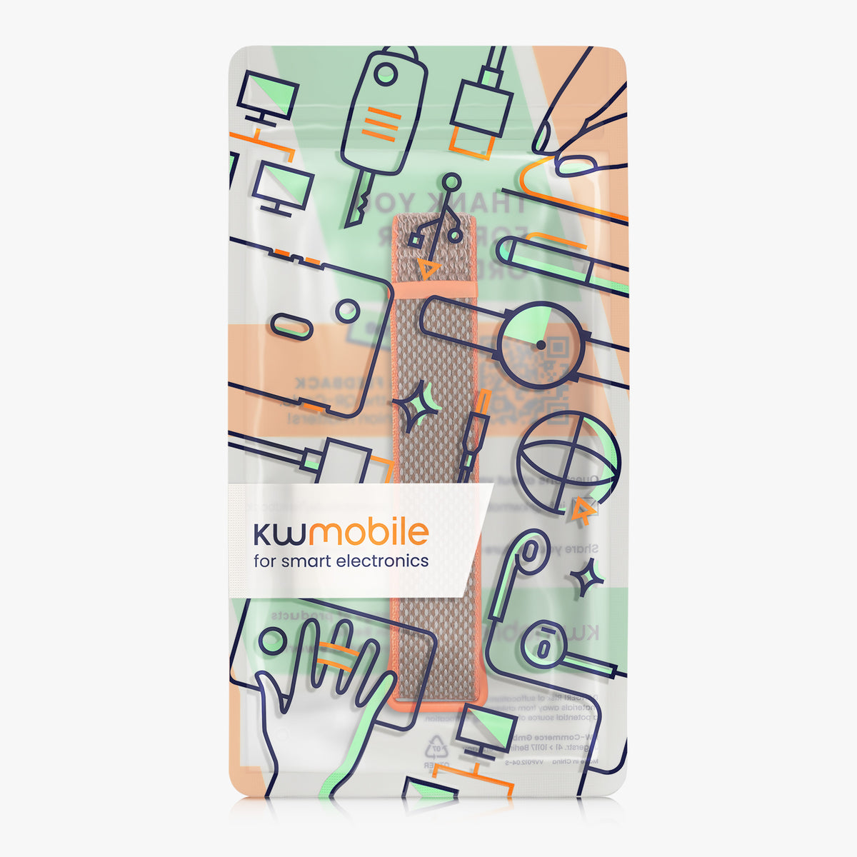 kwmobile Armband kompatibel mit Google Fitbit Air - Nylon Fitnesstracker Sportarmband Band in Braun Orange - Innenmaße von Braun