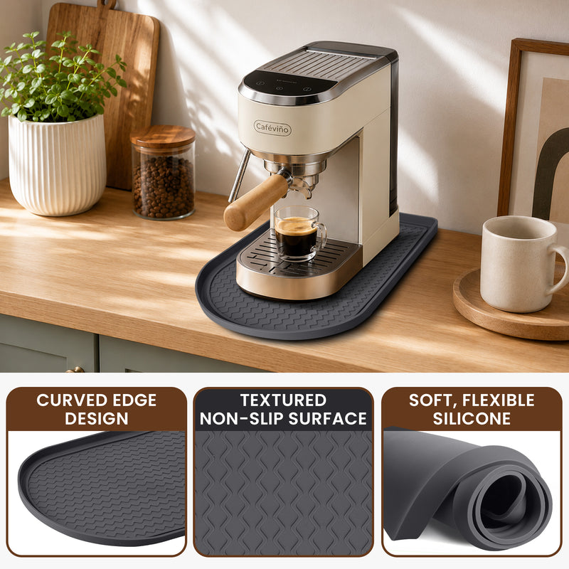 kwmobile Silikon Kaffeematte für Nespresso Krups Essenza Mini/DeLonghi/Ninja/Gevi/Keurig – Silikon-Unterlage für Kaffeemaschine und Siebträger – Barista Matte – Grau Grau